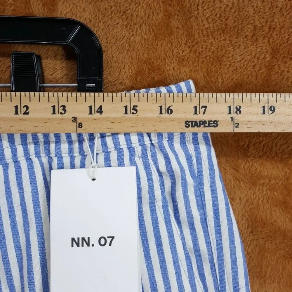 NN07 Shorts Mens XL Blue Stripe Drawstring Cotton Blend GREGOR $165